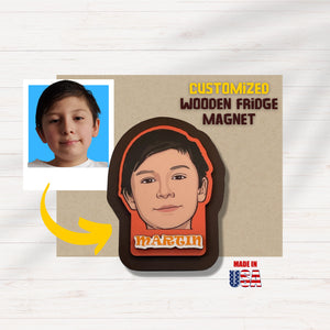 Custom Wooden Fridge Magnet With Picture and name - Single Person - Kase 4U Store