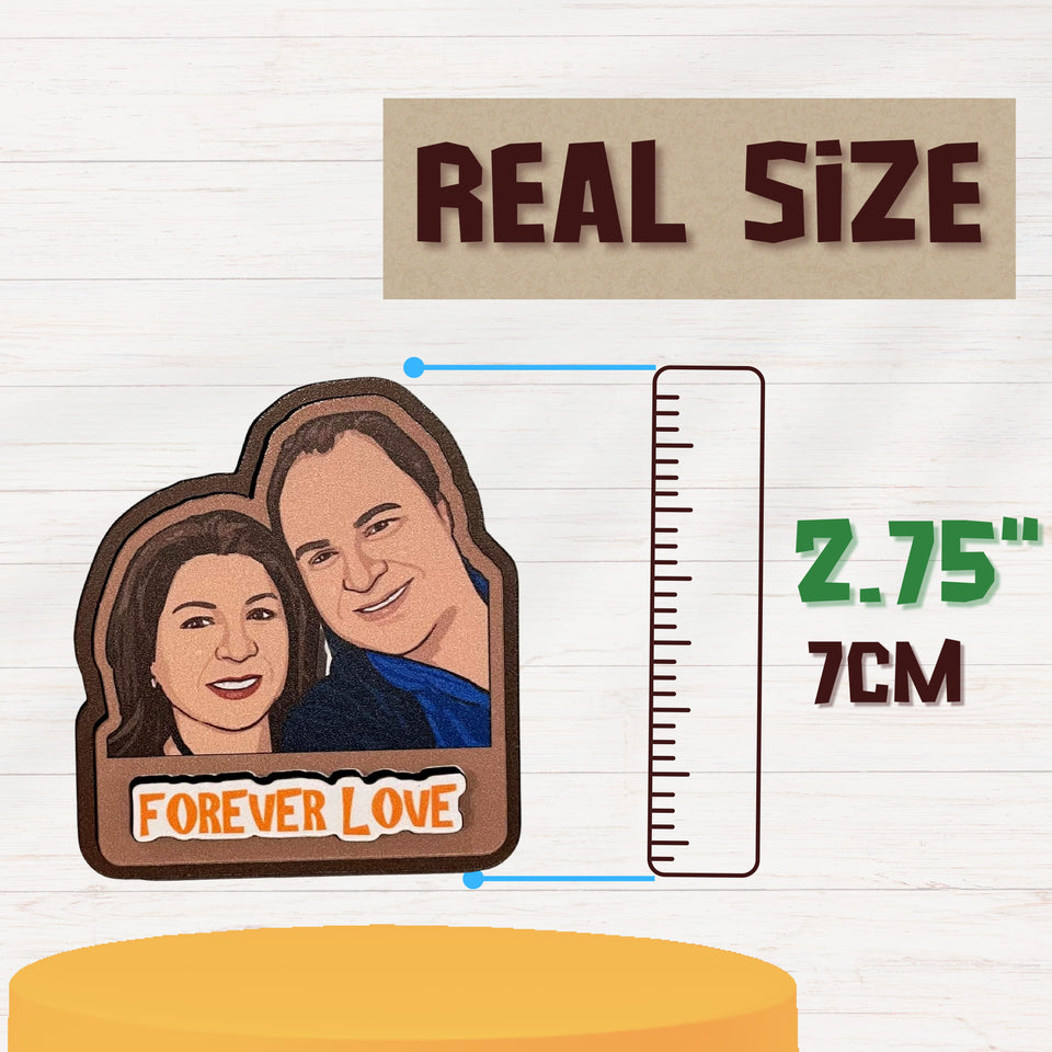 Custom Wooden Fridge Magnet With Picture and Name - Two People - Kase 4U Store