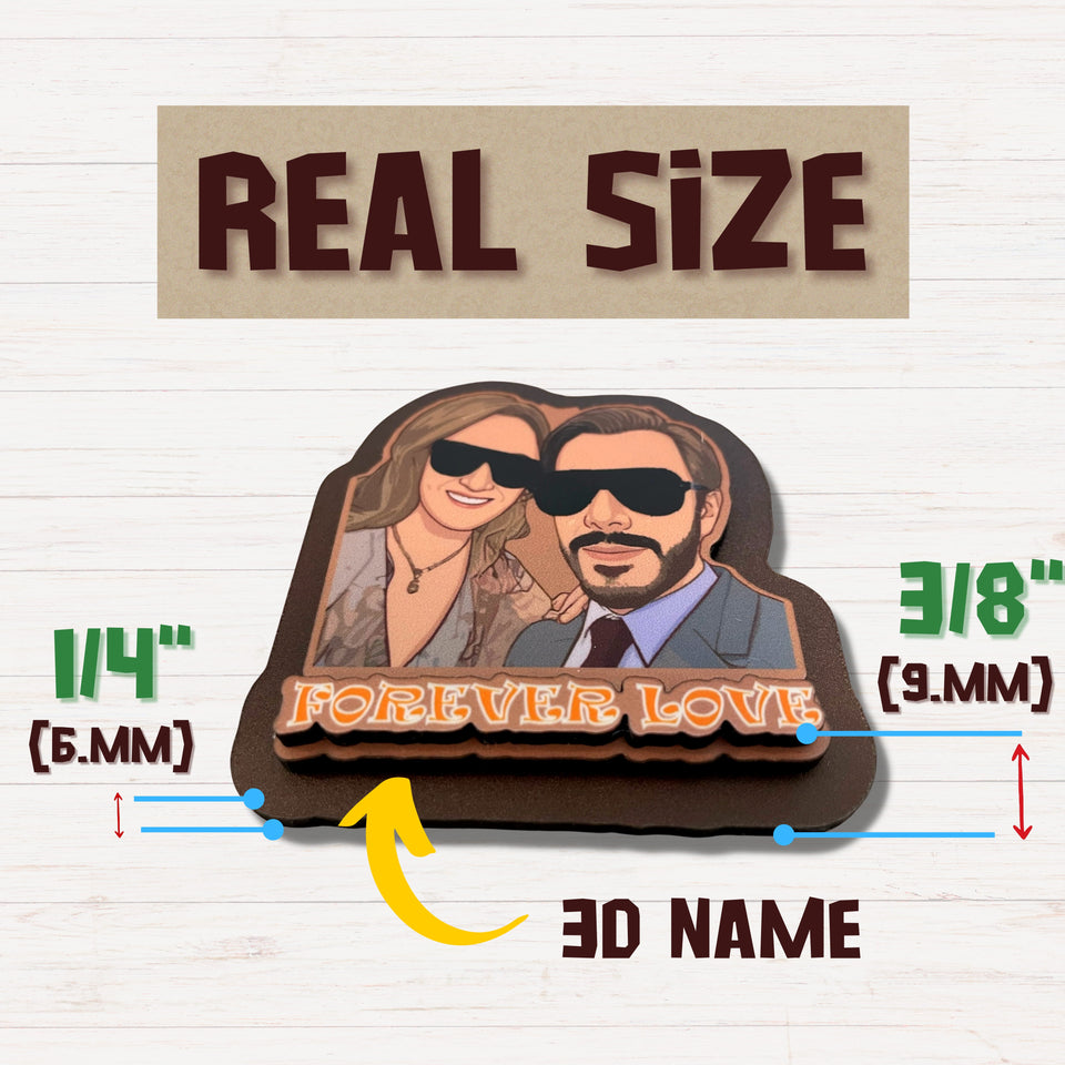 Custom Wooden Fridge Magnet With Picture and Name - Two People - Kase 4U Store