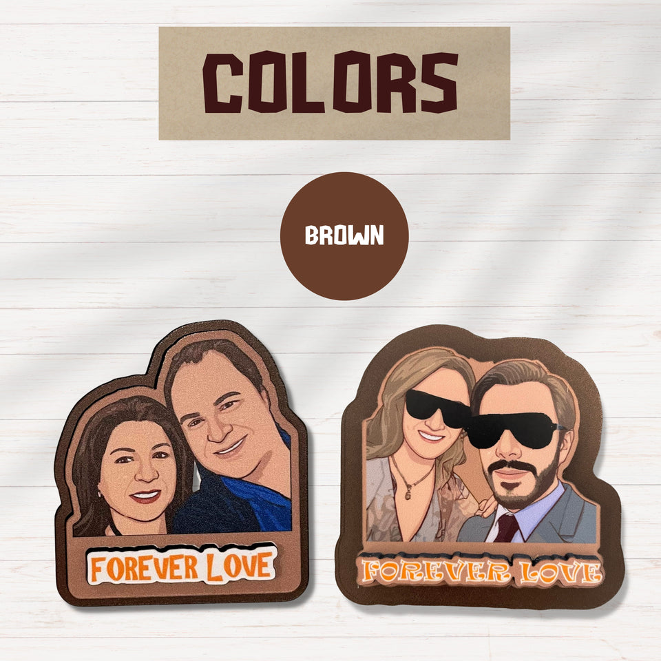 Custom Wooden Fridge Magnet With Picture and Name - Two People - Kase 4U Store