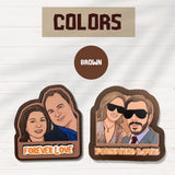 Custom Wooden Fridge Magnet With Picture and Name - Two People - Kase 4U Store
