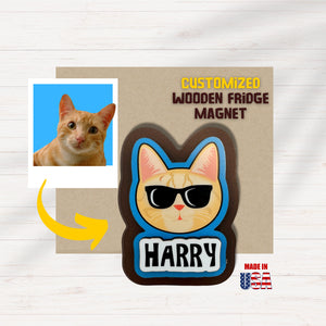 Custom Wooden Fridge Magnet With Picture and name - Cats - Kase 4U Store