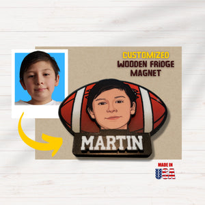 Custom Wooden Fridge Magnet With Picture and name - Sporty Kids - Kase 4U Store