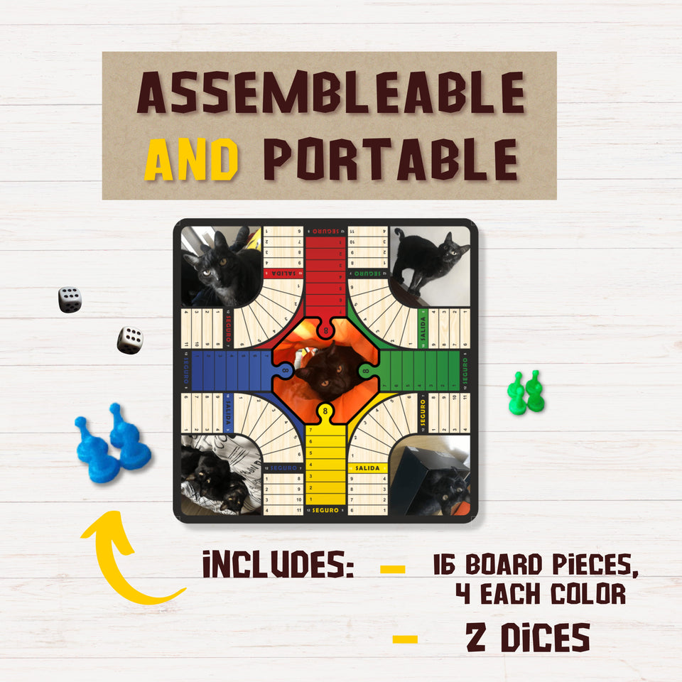Personalized Wooden Parcheesi Board Game With Pictures - 4 Players - Kase 4U Store