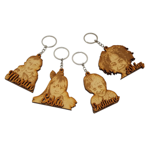 Custom Engraved and Cut Wooden Keychain with Picture and Name - Kase 4U Store