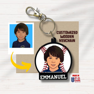 Custom Wooden Keychain With Picture and name - Sport Kids - Kase 4U Store