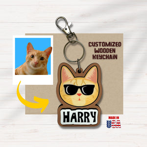Custom Wooden Keychain With Picture and name - Cats - Kase 4U Store