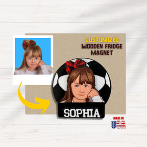 Custom Wooden Fridge Magnet With Picture and name - Sporty Kids - Kase 4U Store