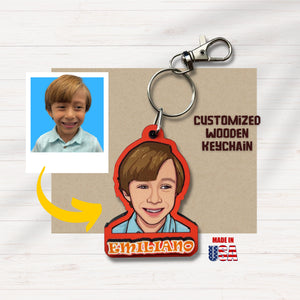 Custom Wooden Keychain With Picture and name - Single Person - Kase 4U Store