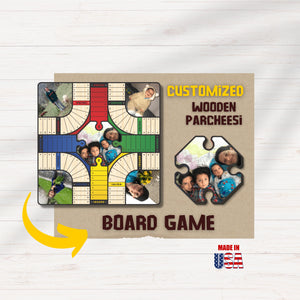 Personalized Wooden Parcheesi Board Game With Pictures - 4 Players - Kase 4U Store