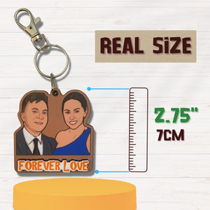 Custom Wooden Keychain With Picture and Name - Two People - Kase 4U Store
