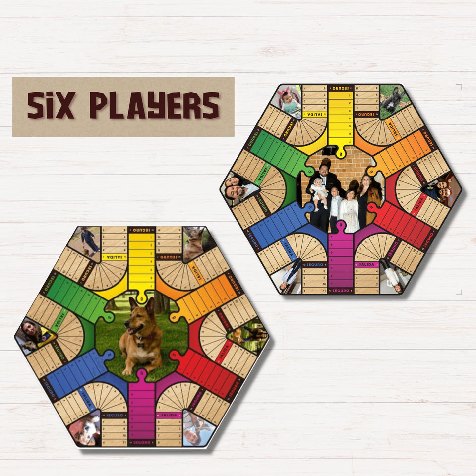 Personalized Wooden Parcheesi Board Game With Pictures - 6 Players