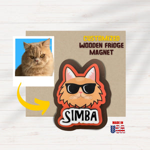 Custom Wooden Fridge Magnet With Picture and name - Cats - Kase 4U Store